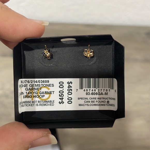 Garnet Hoop 14K Earrings - Picture 4 of 5